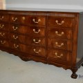 F25. Drexel Heritage Heirloom Collection mahogany triple dresser. 34"h x 66"w x 20.5"d 